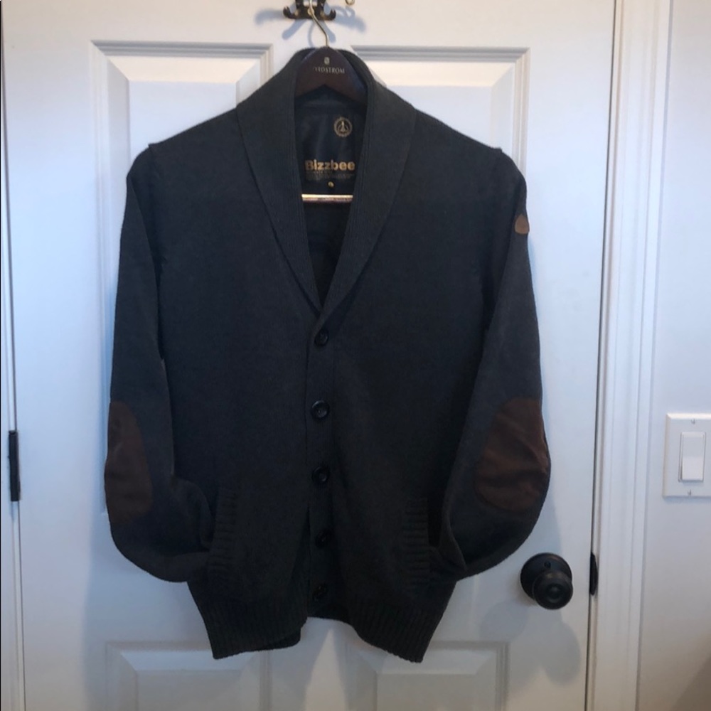 Bizzbee men’s cotton dark gray cotton cardigan